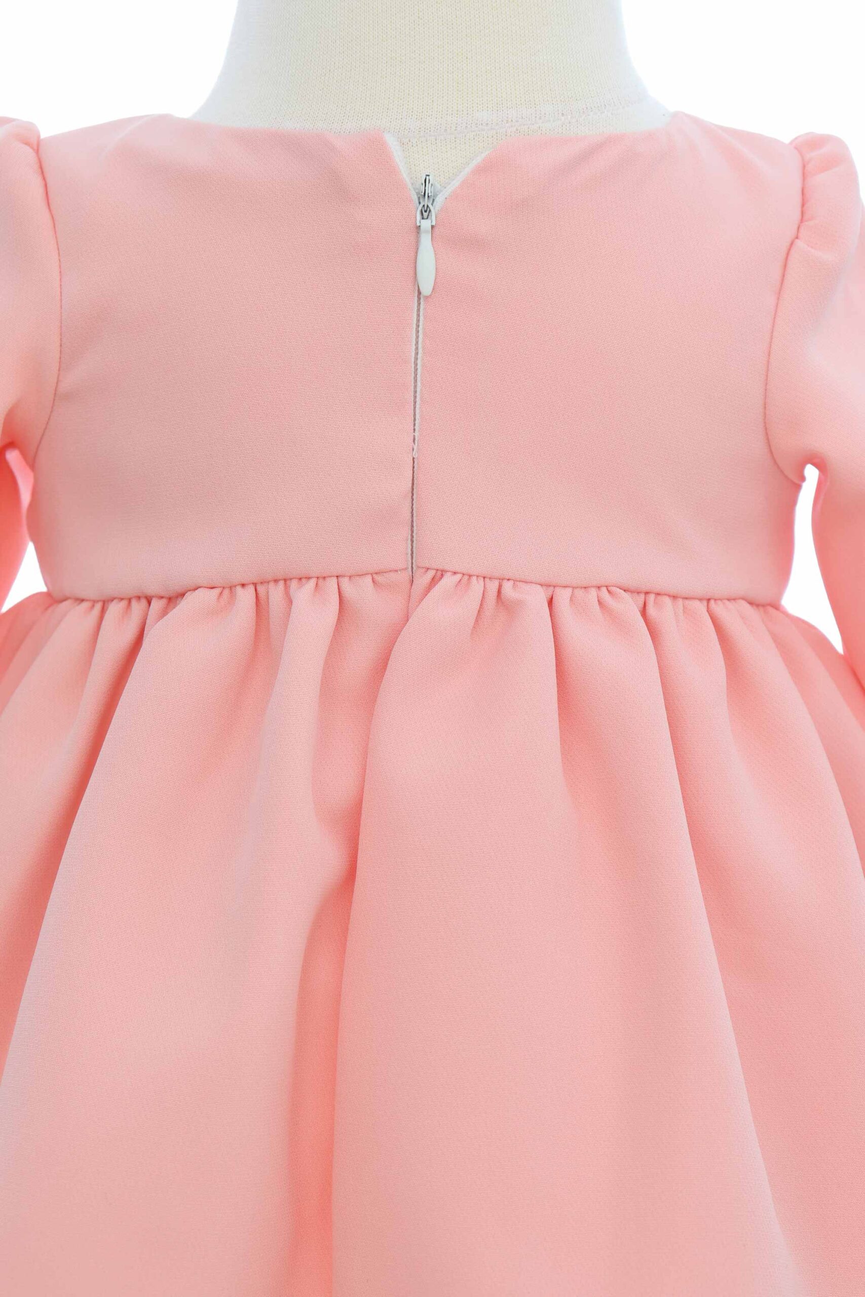 Rochie somon cu fundita pentru botez fetita, REC3339 - imagine 4
