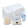 Trusou complet pentru botez de baieti, trusou simplu, lumanare cu "Radacini si aripi de la parinti", costum si pantofiori, bleu, 15 piese, Recostore®, REC2650 - imagine 12