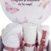 Trusou pentru botez de fete, Model cu fluturi, roz pudrat, 8 piese, Recostore®, REC2623 - imagine 4