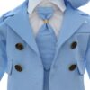 Costumas elegant cu inchidere in 4 nasturi pentru botez baietel, bleu, 5 piese, Recostore® REC3536 - imagine 5
