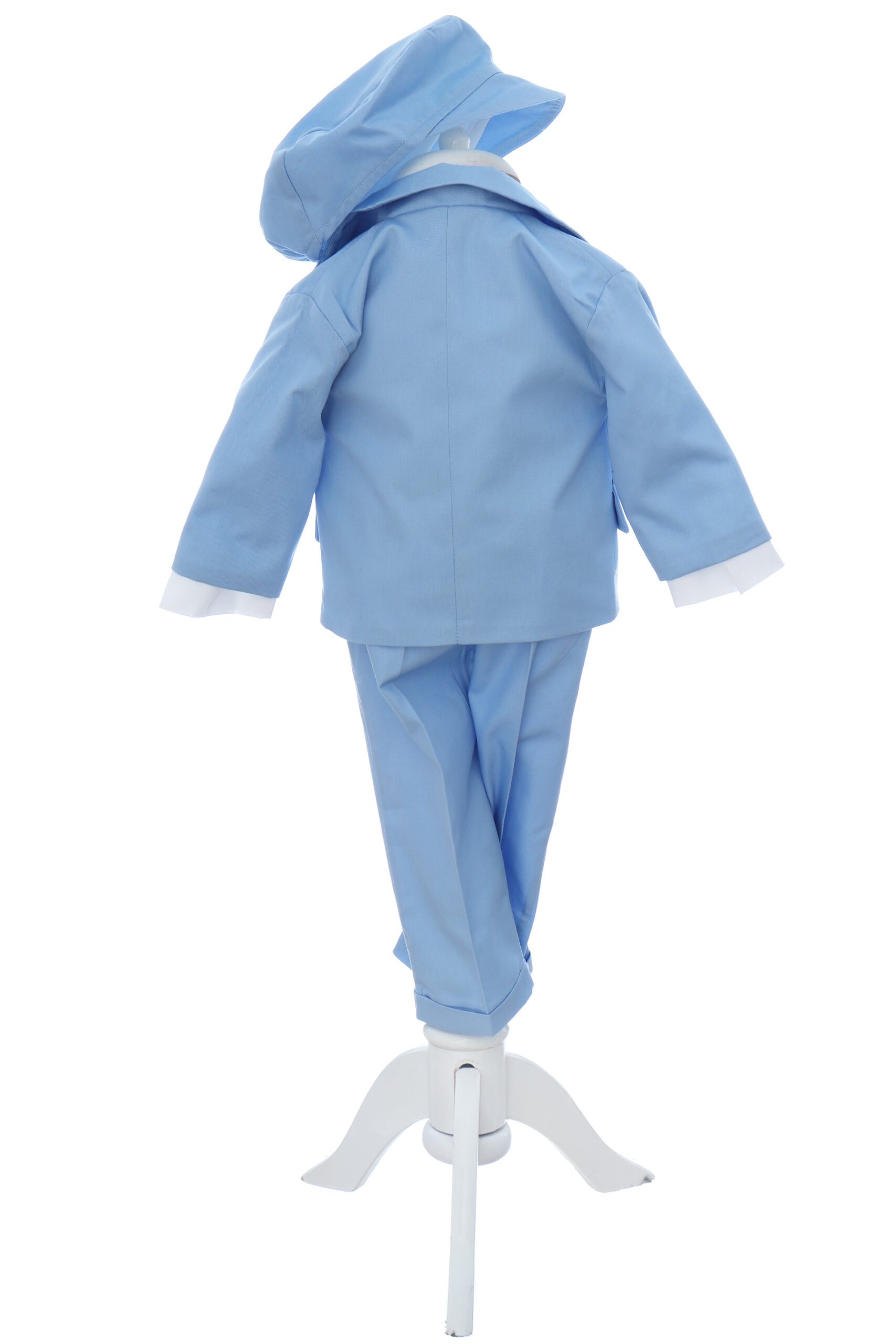 Costumas elegant cu inchidere in 4 nasturi pentru botez baietel, bleu, 5 piese, Recostore® REC3536 - imagine 6