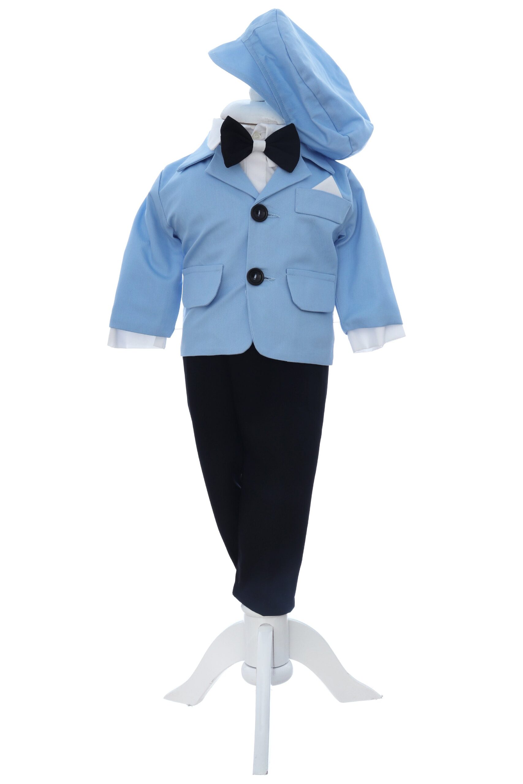 Costumas bleu pentru botez baietel, 5 piese, Recostore® REC3537